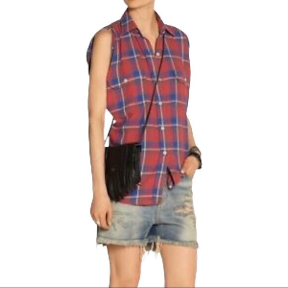 R13 Red Short Sleeved Flannel Plaid Shirt Size M (like Fear of God) - Picture 2 of 10